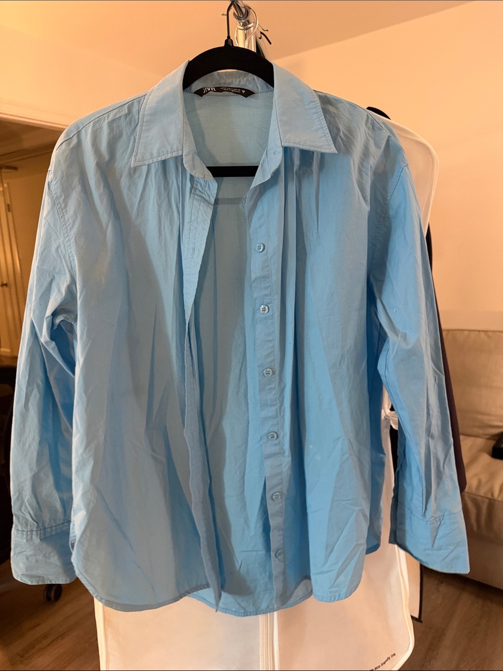 Zara Light Blue Button-Up Shirt